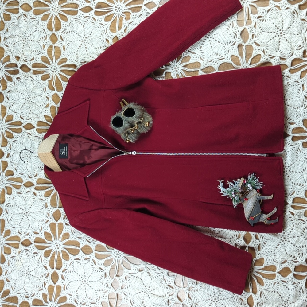 Cashmere Wool Blend Zip Up Light Coat